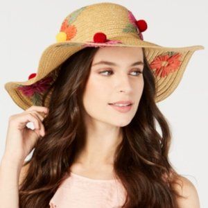 Floral Bliss Pom Pom Floppy Hat by Betsey Johnson